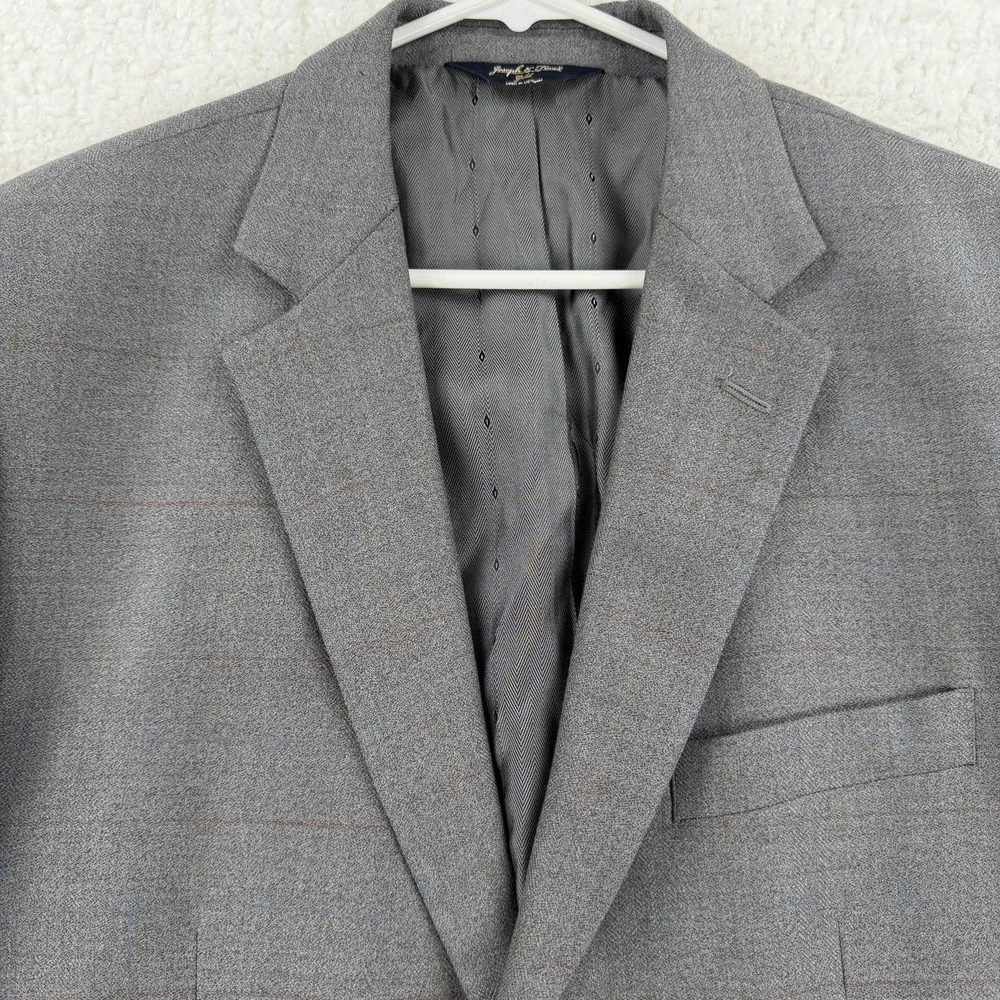 Joseph & Feiss Sport Coat Mens 42 Short Gray‎ Plaid Wool Two Button Notch Lapel